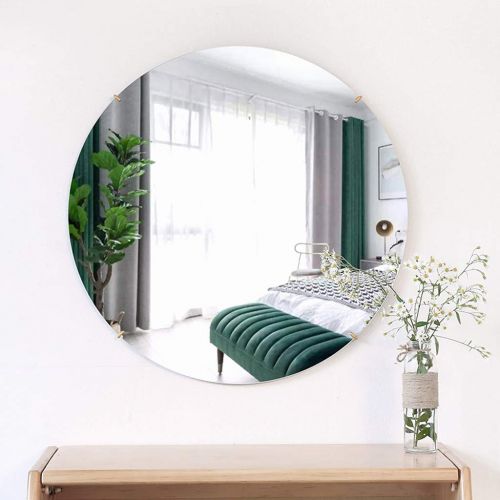  GYX-Bathroom Mirror Frameless Round Wall Mirror - Modern Bedroom, Bathroom Shaving Mirror, Family Wall-Mounted Vanity Mirror