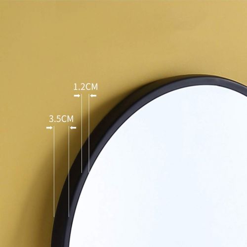  GYX-Bathroom Mirror 40cm Diameter Bathroom Shaving Mirror Metal Frame Wall Mirror with Shelf Bedroom Decor Hanging Vanity Mirror Hallway and Living Room, Black