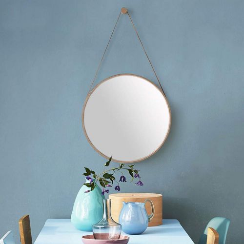  GYX-Bathroom Mirror Metal Frame Wall Mirror Bathroom Shaving Mirror, Hanging Decorative Mirror with Hanging Chain (Golden)