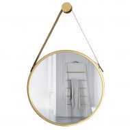 GYX-Bathroom Mirror Round Metal Hanging Mirror, 40-80cm Diameter Living Decoration Vanity Mirror Shaving Mirror Bathroom with Chain Wall Mirror - Golden