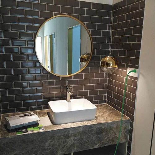  GYX-Bathroom Mirror Beautiful Bathroom Shower Wall Mirror Shaving Mirror Real Glass Mirror - Round for Entrance Passage, Bedroom, Living Room, Etc, Golden