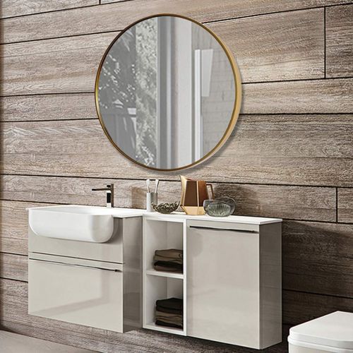 GYX-Bathroom Mirror Beautiful Bathroom Shower Wall Mirror Shaving Mirror Real Glass Mirror - Round for Entrance Passage, Bedroom, Living Room, Etc, Golden