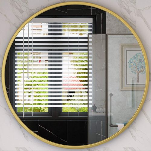  GYX-Bathroom Mirror Beautiful Bathroom Shower Wall Mirror Shaving Mirror Real Glass Mirror - Round for Entrance Passage, Bedroom, Living Room, Etc, Golden