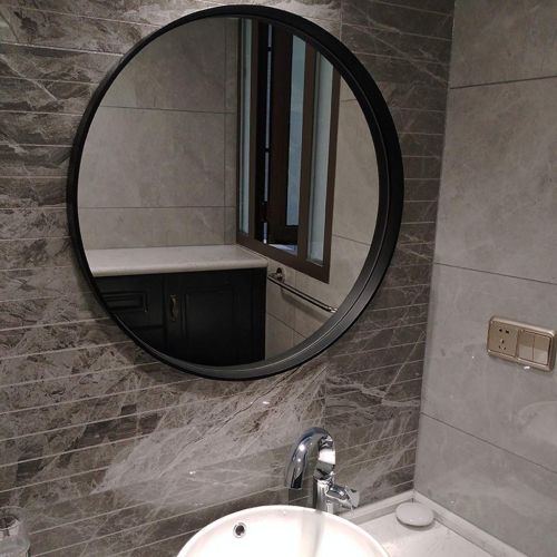  GYX-Bathroom Mirror Modern Bathroom Shower Wall Mirror Shaving Mirror Real Glass Mirror - Round for Entrance Passage, Bedroom, Living Room, Etc, Black