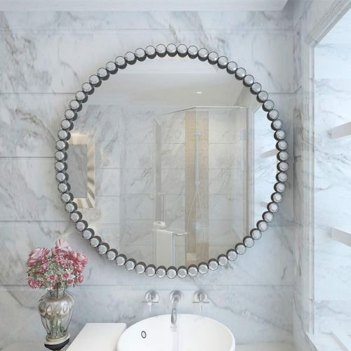  GYX-Bathroom Mirror Wall Mirror, Chic Round Metal Frame Cosmetic Mirror, 40-70cm Diameter Wall-Mounted Bathroom Home Decor