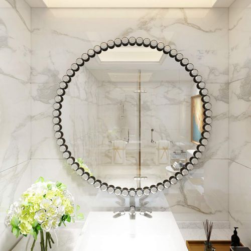  GYX-Bathroom Mirror Wall Mirror, Chic Round Metal Frame Cosmetic Mirror, 40-70cm Diameter Wall-Mounted Bathroom Home Decor
