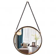 GYX-Bathroom Mirror Metal Frame Wall Mirror Bathroom Shaving Mirror, Hanging Decorative Mirror - with Hanging Chain (Golden)