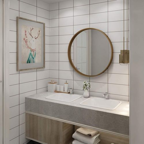  GYX-Bathroom Mirror Modern Bathroom Shower Wall Mirror Shaving Mirror Real Glass Mirror - Round for Entrance Passage, Bedroom, Living Room, Etc, Golden