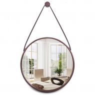 GYX-Bathroom Mirror Metal Frame Wall Mirror Bathroom Shaving Mirror, Hanging Decorative Mirror - with Hanging Chain (Brown)