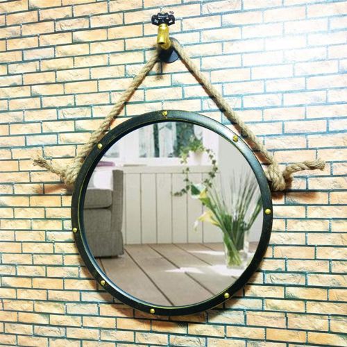  GYX-Bathroom Mirror 50/60/70cm Diameter Round Hanging Mirror Living Decoration Vanity Mirror Shaving Mirror Bathroom with Chain Wall Mirror