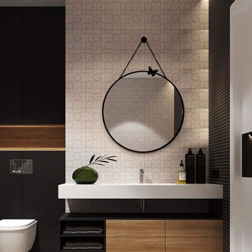  GYX-Bathroom Mirror Hanging Mirror - with Chain Makeup Mirror Round Wall Mirror Bathroom Shaving Mirror Bedroom Decoration