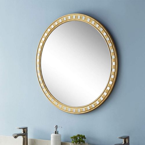  GYX-Wall Mirror Vintage Hanging Mirror Round Wall Mirror Home Living Room Decoration Bathroom Shaving Mirror (70 and 80 cm Diameter Gold)