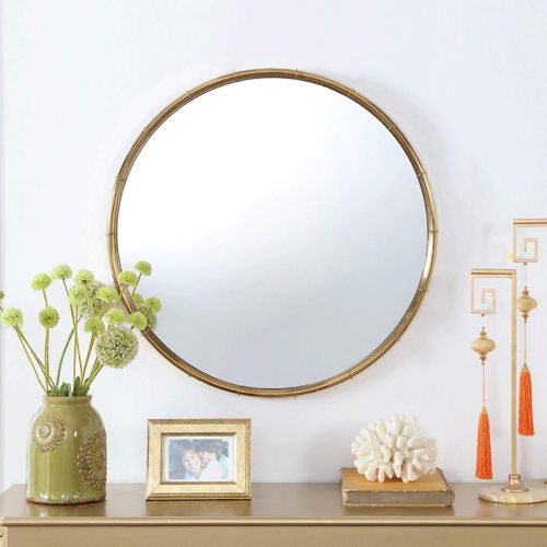  GYX-Wall Mirror Wall Mirror Round, Modern Metal Frame, Bedroom Decoration Hanging Vanity Mirror, Bathroom Shaving Mirror - Golden