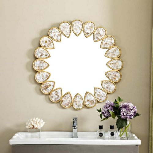  GYX-Wall Mirror Hanging Mirror Family Shell Mirror Decorative Wall Hanging Mirror Living Room Bathroom Lounge Corridor Wall Mirror (Golden)