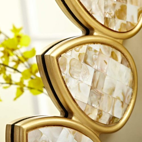  GYX-Wall Mirror Hanging Mirror Family Shell Mirror Decorative Wall Hanging Mirror Living Room Bathroom Lounge Corridor Wall Mirror (Golden)