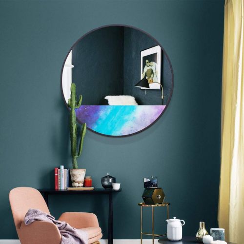  GYX-Wall Mirror Modern Bathroom Shower Wall Mirror Shaving Mirror Real Glass Mirror - Round for Entrance Passage, Bedroom, Living Room, Etc, Black