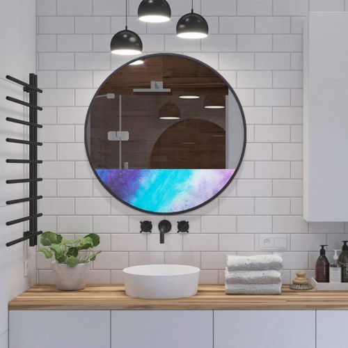  GYX-Wall Mirror Modern Bathroom Shower Wall Mirror Shaving Mirror Real Glass Mirror - Round for Entrance Passage, Bedroom, Living Room, Etc, Black