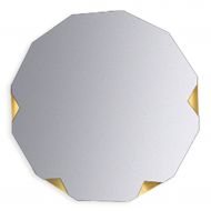 GYX-Wall Mirror Frameless Round Wave Bathroom Shaving Mirror Shower Wall Hanging Mirror, Wall-Mounted Hook Wall Mirror Gold Edges 50-70 cm Diameter