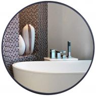 GYX-Wall Mirror Wall Mirror Round, Modern Cruise Mirror, Bedroom Decoration Hanging Vanity Mirror, Bathroom Shaving Mirror - Black