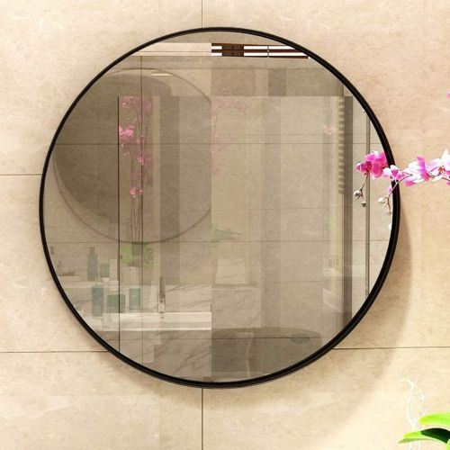  GYX-Wall Mirror Wall Mirror Round, Modern Cruise Mirror, Bedroom Decoration Hanging Vanity Mirror, Bathroom Shaving Mirror - Black