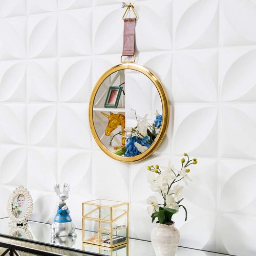  GYX-Wall Mirror Round Metal Hanging Mirror, 40-60cm Diameter Living Decoration Vanity Mirror Shaving Mirror Bathroom with Chain Wall Mirror - Golden
