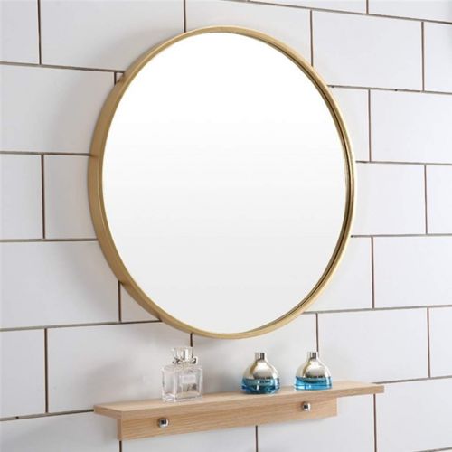  GYX-Wall Mirror Shaving Mirror Wall Mirror, Chic Round Metal Frame Cosmetic Mirror, 30-80cm Diameter Wall-Mounted Bathroom Home Decor（Golden）