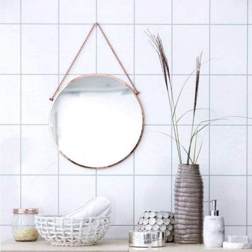  GYX-Wall Mirror Round Wall Mirror, Nautical Mirror, Home Decorating Mirror, Shaving Mirror, Bathroom Mirror with Hanging Chain - Diameter 40 to 70 cm （Rose Golden）