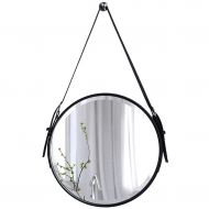 GYX-Wall Mirror Round Wall Mirror, Nautical Mirror, Home Decorating Mirror, Shaving Mirror, Bathroom Mirror with Hanging Chain - Diameter 50cm （Black）