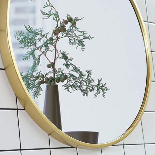  GYX-Wall Mirror Round Metal Hanging Mirror, 40-80cm Diameter Living Decoration Vanity Mirror Shaving Mirror Bathroom with Chain Wall Mirror - Golden