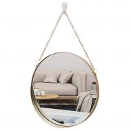 GYX-Wall Mirror Hanging Mirror Round, Nautical Mirror, Home Decorating Mirror, Shaving Mirror, Bathroom Mirror with Hanging Chain - Diameter 25cm （Golden）