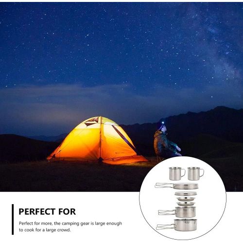  GYZCZX 8 Pcs Backpacking Camping Cookware Picnic Cooking Cook Set Camping Cooking Pots Outdoor Tableware