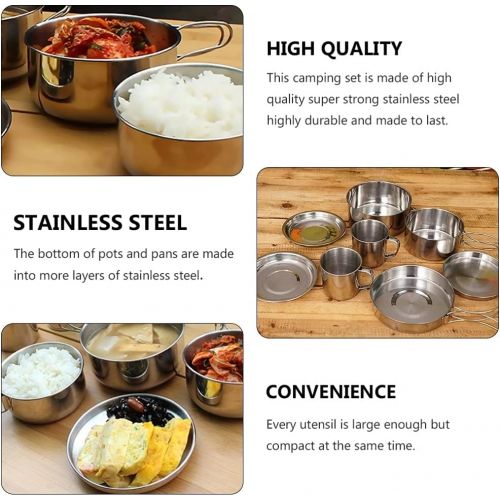  GYZCZX 8 Pcs Backpacking Camping Cookware Picnic Cooking Cook Set Camping Cooking Pots Outdoor Tableware