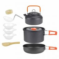 GYZCZX Outdoor Camping Cooking Set Pan Pot Bowl Kettle Foldable Cookware Kit Aluminum Travel Picnic Hiking Tableware Tools (Color : A)