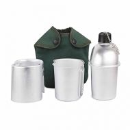 GYZCZX Outdoor Camping Water Bottle Bowl Aluminum Military Canteen Pot Camping Wood Stove Set Spork Camping Hiking Tableware (Color : B)