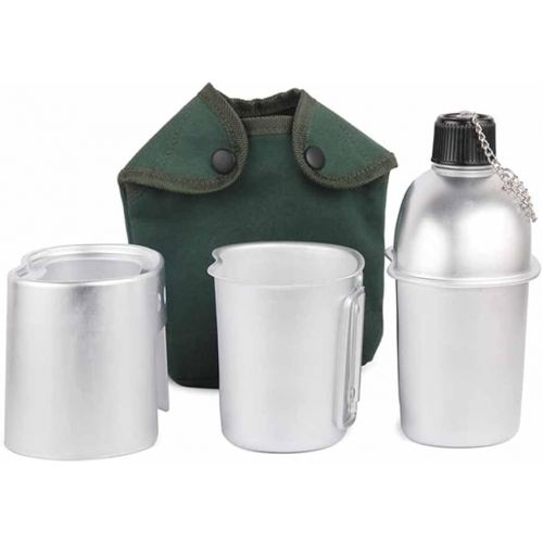  GYZCZX Outdoor Camping Water Bottle Bowl Aluminum Military Canteen Pot Camping Wood Stove Set Spork Camping Hiking Tableware (Color : B)