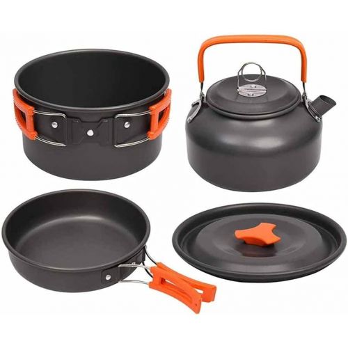  GYZCZX Camping Cookware Kit Outdoor Aluminum Cooking Set Water Kettle Pan Pot Travelling Hiking Picnic BBQ Tableware Equipment (Color : B)