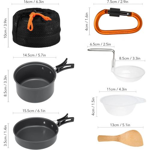  GYZCZX 10pcs Set Tableware Camping Cookware Mess Kit Cookset Outdoor Cooking Picnic Equipment Pot Pan Bowls Backpacking Hiking Gear Set