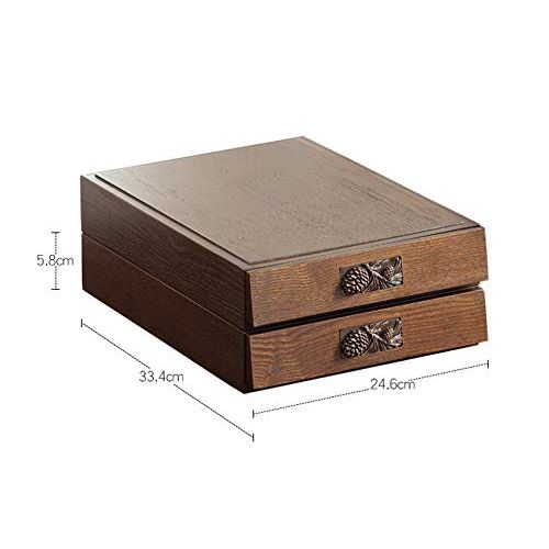  GYZS storage box Office Supplies Large Drawer Office Desktop Storage Box Wooden Creative Stationery File Rack Jewelry Box (Color : Brown)