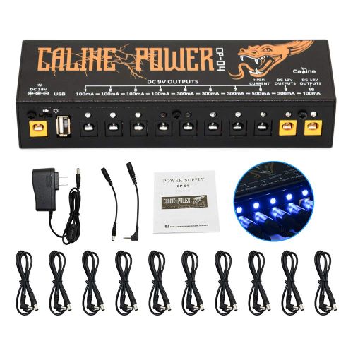  GZMAY Caline CP-04 Guitar Pedal Power Supply Station Distributor 10 Isolated Outputfor 9V/12V/18V Effect Pedal with Short Circuit/Overcurrent Protection