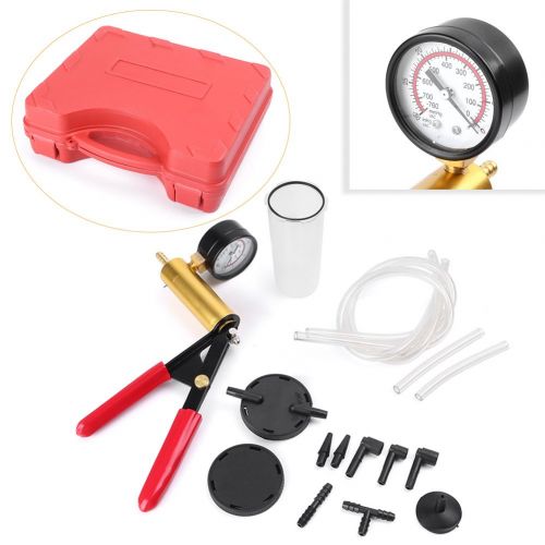  GZYF Hand Held Vacuum Pump Test Set for Automotive with Brake Bleeder Kit Adapters Vacuum Gauge Hoses Connector