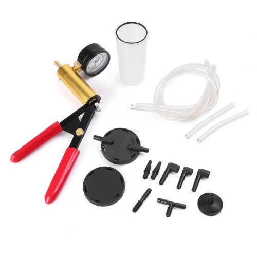  GZYF Hand Held Vacuum Pump Test Set for Automotive with Brake Bleeder Kit Adapters Vacuum Gauge Hoses Connector