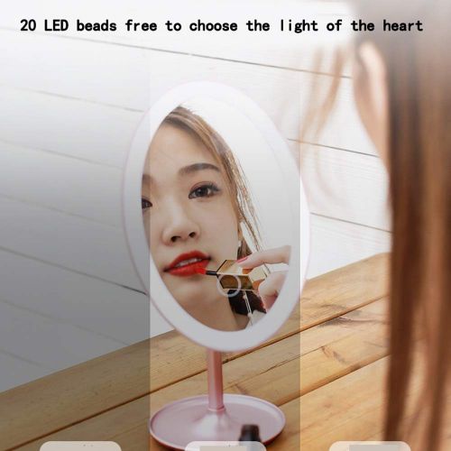  GZZ Bathroom Vanity Wall Mounted Shaving Mirror LED Vanity Makeup Mirror with Touch Screen Dimmable LED Light 180 Degree Free Rotation Table USB Rechargeable Lighted Mirror for Counter