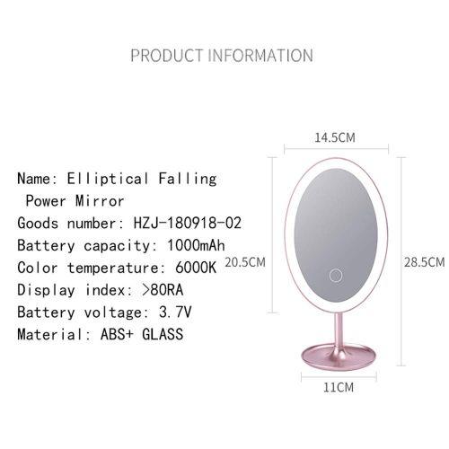  GZZ Bathroom Vanity Wall Mounted Shaving Mirror LED Vanity Makeup Mirror with Touch Screen Dimmable LED Light 180 Degree Free Rotation Table USB Rechargeable Lighted Mirror for Counter