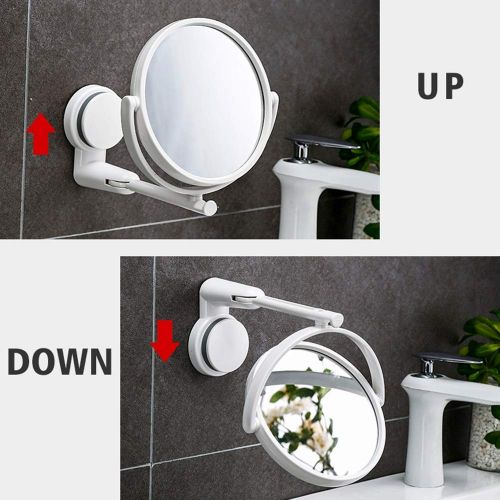  GZZ Bathroom Vanity Wall Mounted Shaving Mirror Bathroom Shaving Mirror 1-3X Magnification + Normal 6-Inch Single side/Double-sided Round Wall Mounted Vanity Mirror Swivel, Extendable