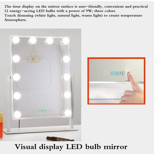  GZZ Bathroom Vanity Wall Mounted Shaving Mirror Hollywood Light Up Vanity Makeup Mirror Silver with LED Lights for Makeup Dressing Table Professional Illuminated Cosmetic Mirror with 1