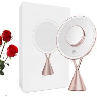 GZZ Bathroom Vanity Wall Mounted Shaving Mirror Freestanding Cosmetic Mirror 5x Zoom7 inch Make Up Mirror Pedestal Table Mirror for Bathroom Bedroom Shaving Mirror Cosmetic Vanity Mirr