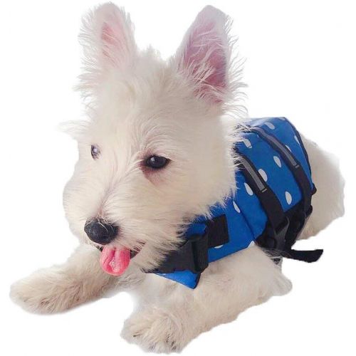  GabeFish Dog Life Jacket Vest Safety Clothes Collar Harness Saver Pet Swimming Preserver Reflective Strip Swimwear