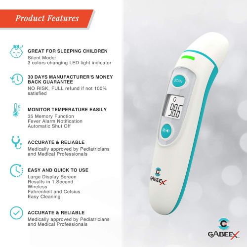  2019 Gabeex Best Infrared Digital Thermometer (Termometro)- Forehead and Ear- Infrared Lens...