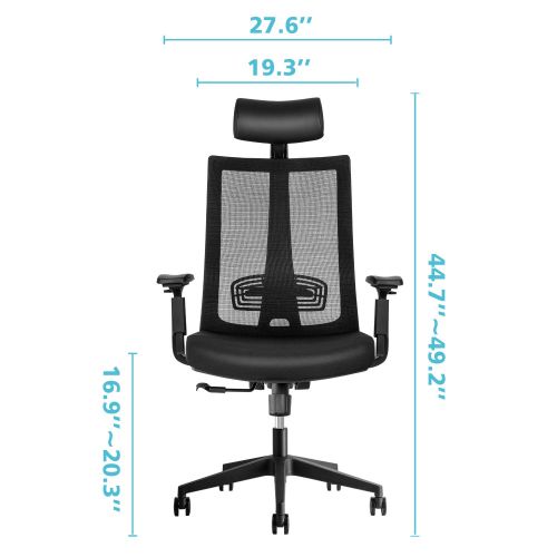  Gabrylly Office Chair Ergonomic Mesh Chair, Adjustable Desk Chair, High-Back with Lumbar Support, 3D Armrest, Comfortable Seat and Headrest (Black) (Black-2)