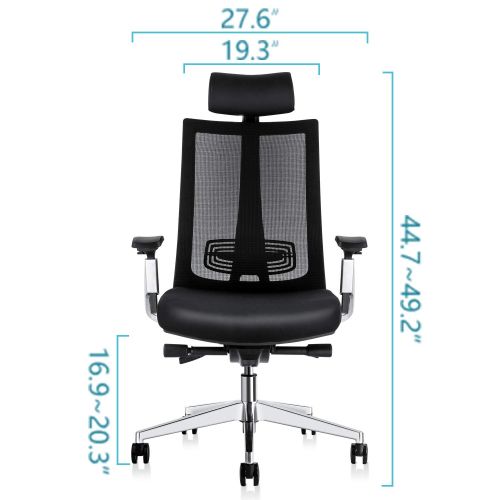  Gabrylly Office Chair Mesh Ergonomic Chair, Adjustable Computer Desk Chair, High-Back with 3D Armrest, Aluminum Alloy Frame, Lumbar Support and Comfortable Glide Seat(Black)